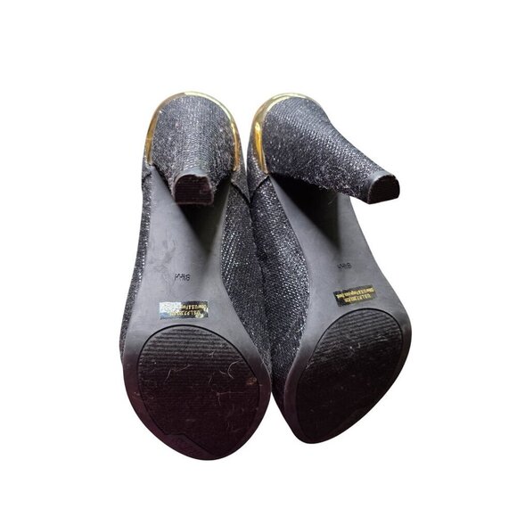 Guess Black Glitter Fabric Platform Heels With Back Zipper & Ankle Strap 8.5M - Picture 8 of 16